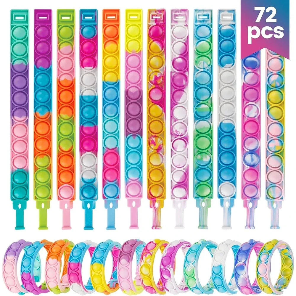 12/24/36PCS Bubble colorato in silicone Wristband Festa dei bambini, regali di compleanno, souvenir di nozze, carnevale e braccialetti di festa