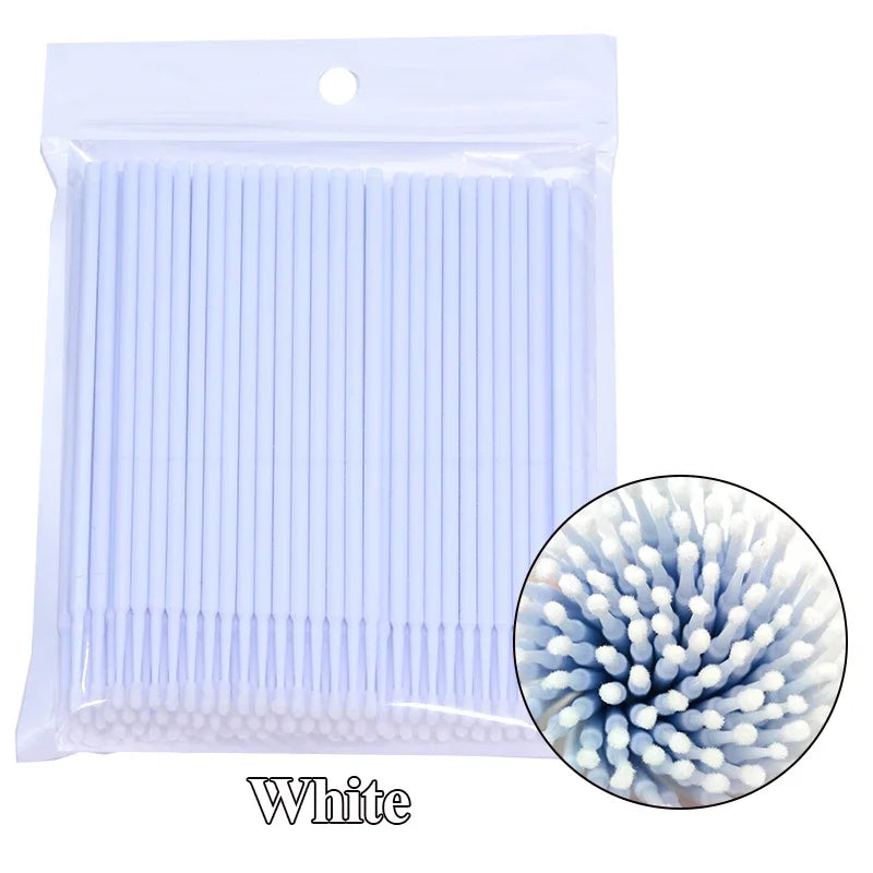 Spazzole per la pulizia delle ciglia 100PCS Micro Cotone Swabs per estensioni e la rimozione del trucco