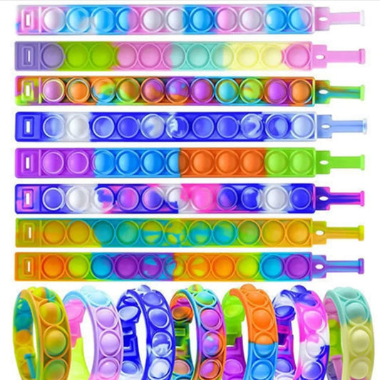 12/24/36PCS Bubble colorato in silicone Wristband Festa dei bambini, regali di compleanno, souvenir di nozze, carnevale e braccialetti di festa