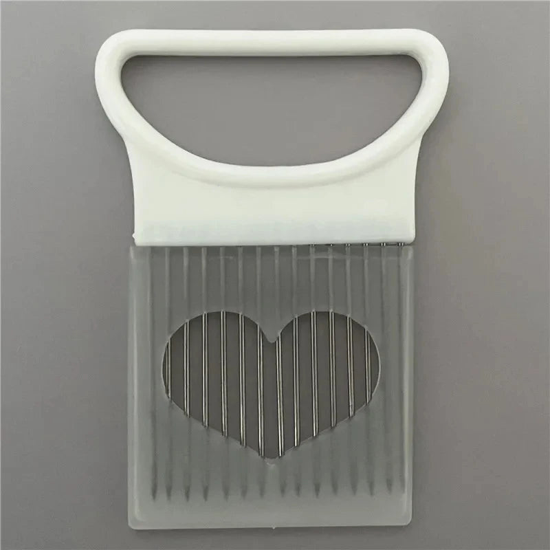 304 Acciaio inossidabile Tagliere cipolla Supporto di taglio di verdure forchetta e guida di affettatura alimentare per cipolle, pomodori, patate e carne