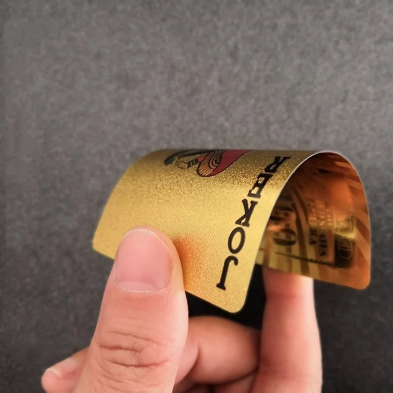 55PCS Gold Foil Playing Cards 24K Gold Plastica Poker Set, impermeabile e durevole magia carte di gioco