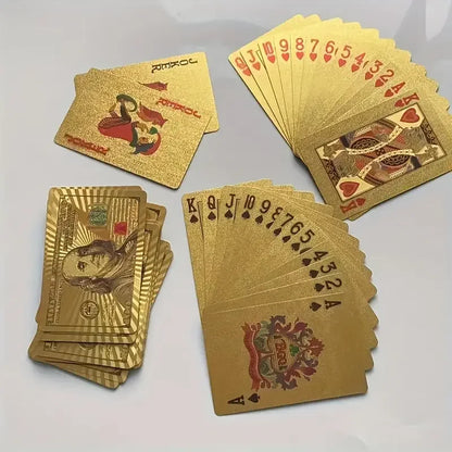 55PCS Gold Foil Playing Cards 24K Gold Plastica Poker Set, impermeabile e durevole magia carte di gioco