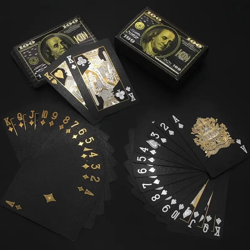 55PCS Gold Foil Playing Cards 24K Gold Plastica Poker Set, impermeabile e durevole magia carte di gioco