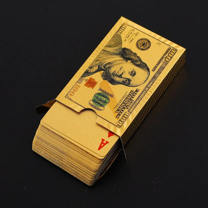 55PCS Gold Foil Playing Cards 24K Gold Plastica Poker Set, impermeabile e durevole magia carte di gioco