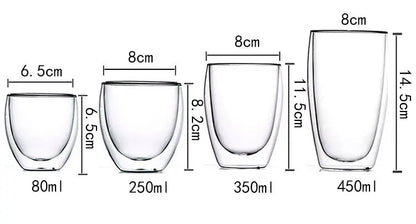 2-18PCS Double Wall Alto Borosilicato Tazze di vetro Tè resistente al calore, caffè, latte e succo di frutta, set da regalo drink bar creativo