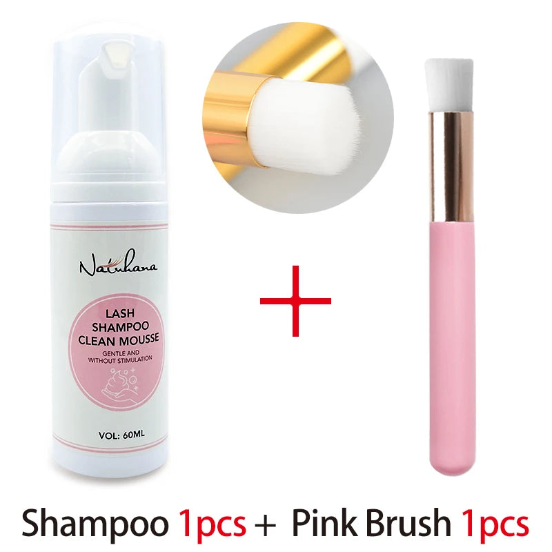 Natuhana 60ml Ciglia Shampoo Extension Mousse Lash Cleaning Schiuma per False Ciglia, Gentle e non irritante strumento di trucco