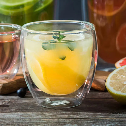 2-18PCS Double Wall Alto Borosilicato Tazze di vetro Tè resistente al calore, caffè, latte e succo di frutta, set da regalo drink bar creativo