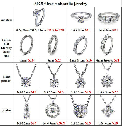 Anello di banda di eternità completa in Moissanite D VVS 0.1ct 3mm Anello in argento 925 Sterling Engagement & Party Gioielli per le donne