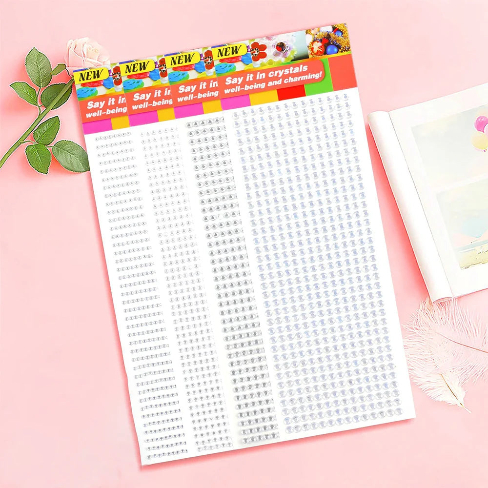 1040/900/504Pcs Adesivi autoadesivi in cristallo acrilico fai da te per telefono, carte e mestieri