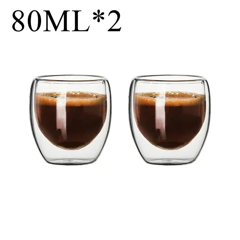 2-18PCS Double Wall Alto Borosilicato Tazze di vetro Tè resistente al calore, caffè, latte e succo di frutta, set da regalo drink bar creativo