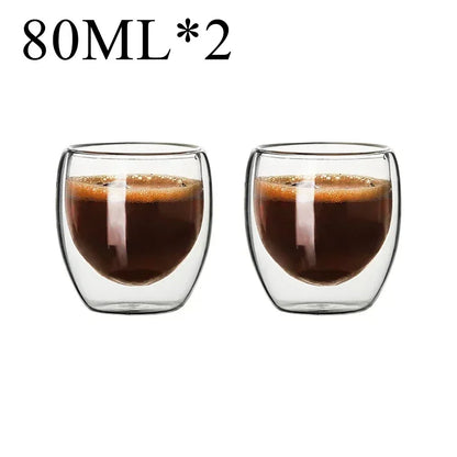 2-18PCS Double Wall Alto Borosilicato Tazze di vetro Tè resistente al calore, caffè, latte e succo di frutta, set da regalo drink bar creativo