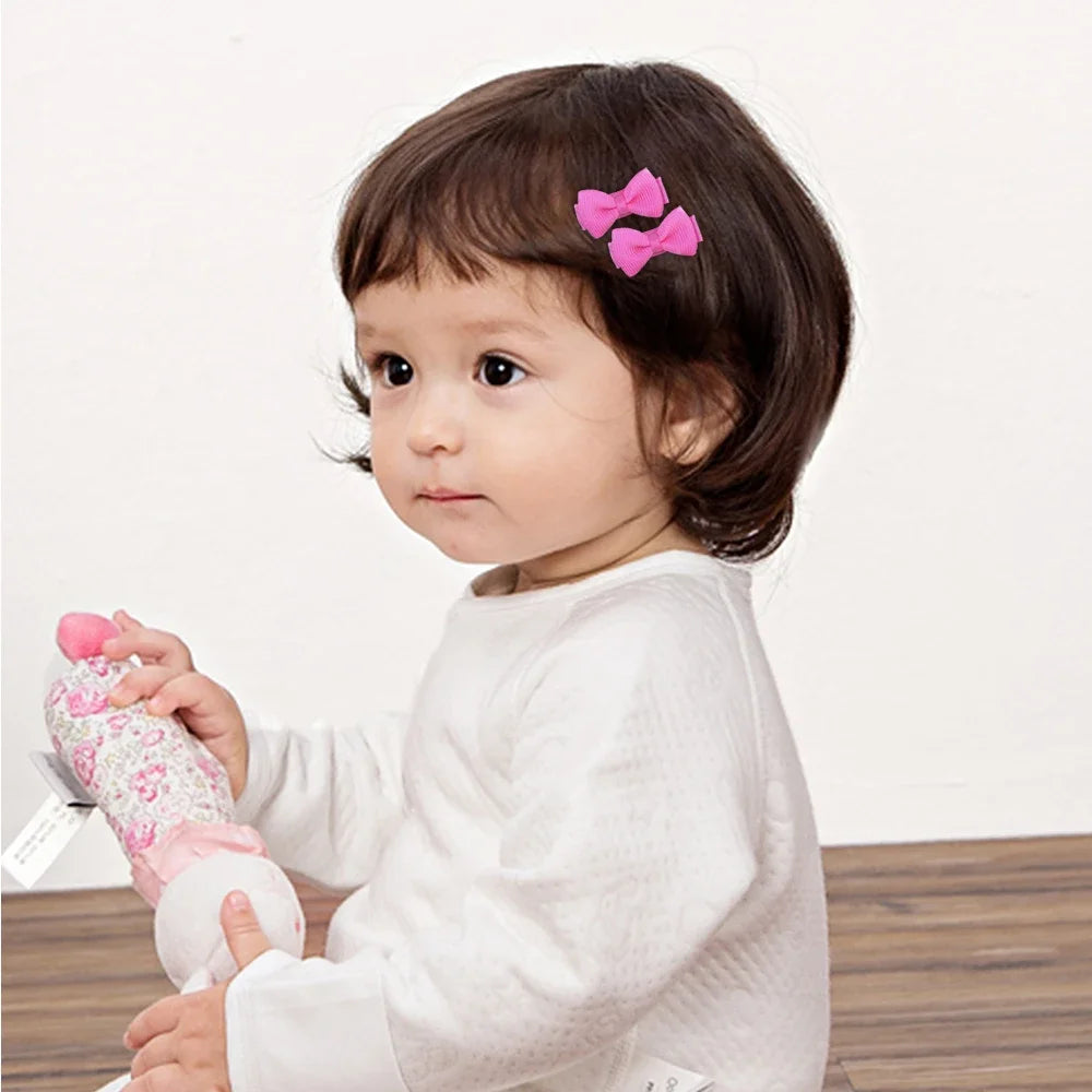 1,2 pollici mini hair Bows con clip solidi colori per bambini e baby girl