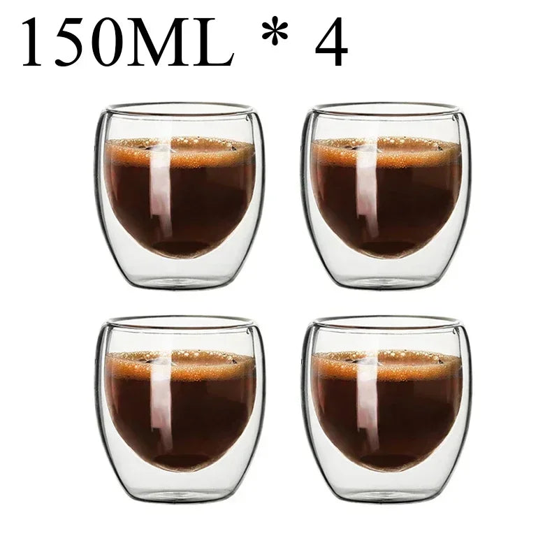 2-18PCS Double Wall Alto Borosilicato Tazze di vetro Tè resistente al calore, caffè, latte e succo di frutta, set da regalo drink bar creativo