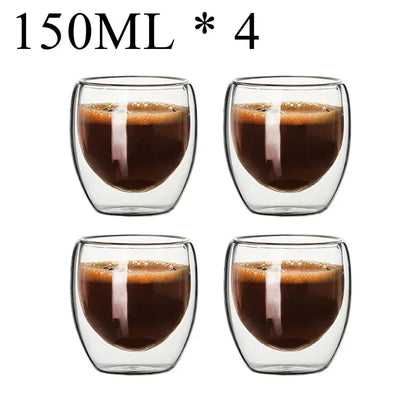 2-18PCS Double Wall Alto Borosilicato Tazze di vetro Tè resistente al calore, caffè, latte e succo di frutta, set da regalo drink bar creativo