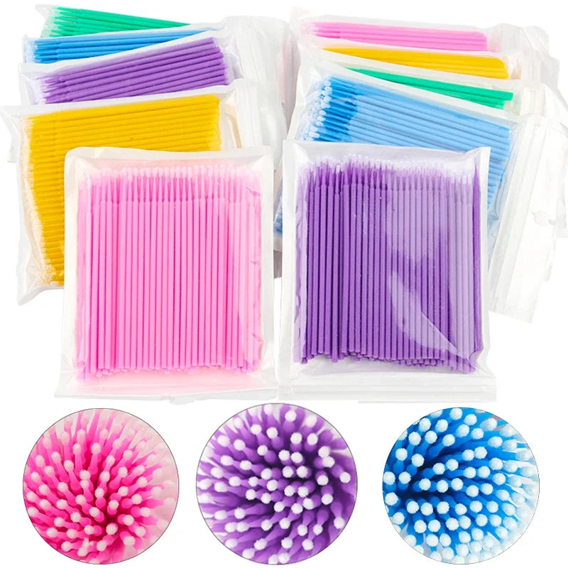Spazzole per la pulizia delle ciglia 100PCS Micro Cotone Swabs per estensioni e la rimozione del trucco