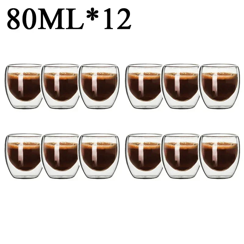 2-18PCS Double Wall Alto Borosilicato Tazze di vetro Tè resistente al calore, caffè, latte e succo di frutta, set da regalo drink bar creativo