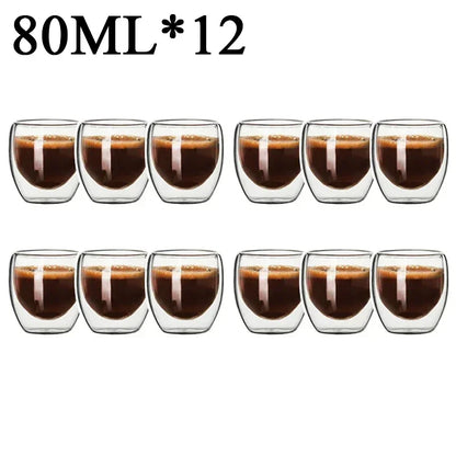 2-18PCS Double Wall Alto Borosilicato Tazze di vetro Tè resistente al calore, caffè, latte e succo di frutta, set da regalo drink bar creativo