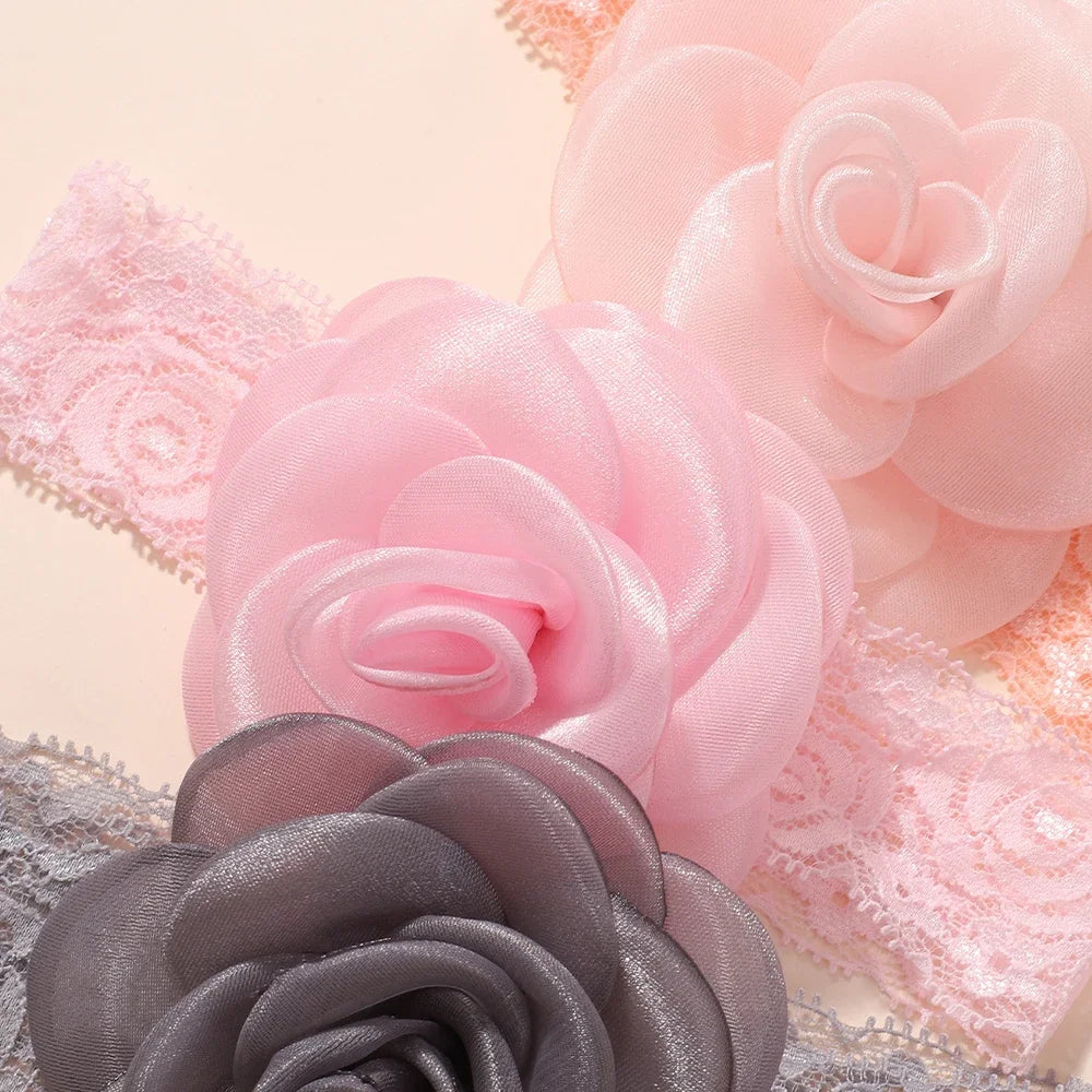 1Pc Baby Nylon Headscarf – Handmade Flower Headband for Newborn Girls, Toddler Elastic Hair Turban