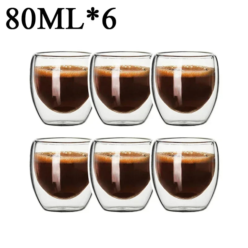 2-18PCS Double Wall Alto Borosilicato Tazze di vetro Tè resistente al calore, caffè, latte e succo di frutta, set da regalo drink bar creativo
