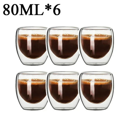 2-18PCS Double Wall Alto Borosilicato Tazze di vetro Tè resistente al calore, caffè, latte e succo di frutta, set da regalo drink bar creativo