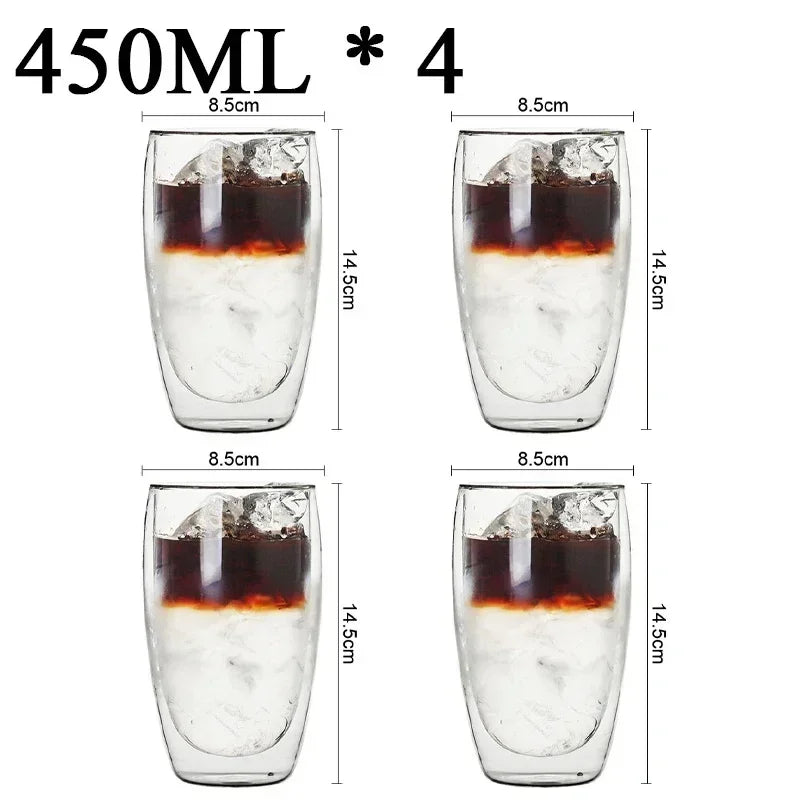 2-18PCS Double Wall Alto Borosilicato Tazze di vetro Tè resistente al calore, caffè, latte e succo di frutta, set da regalo drink bar creativo