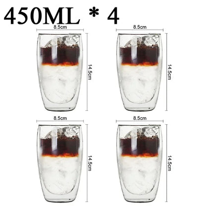 2-18PCS Double Wall Alto Borosilicato Tazze di vetro Tè resistente al calore, caffè, latte e succo di frutta, set da regalo drink bar creativo