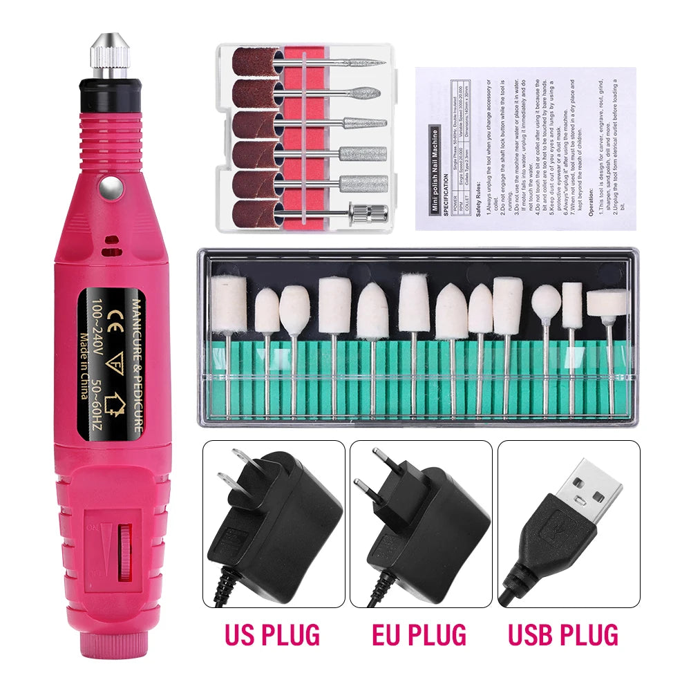 Portable Professional Electric Nail Drill Machine – Manicure & Pedicure Drill Set for Home and Salon Use