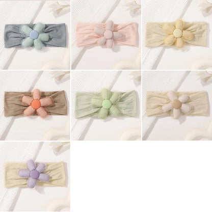 1Pc Baby Nylon Headscarf – Handmade Flower Headband for Newborn Girls, Toddler Elastic Hair Turban