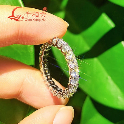 Anello di banda di eternità completa in Moissanite D VVS 0.1ct 3mm Anello in argento 925 Sterling Engagement & Party Gioielli per le donne