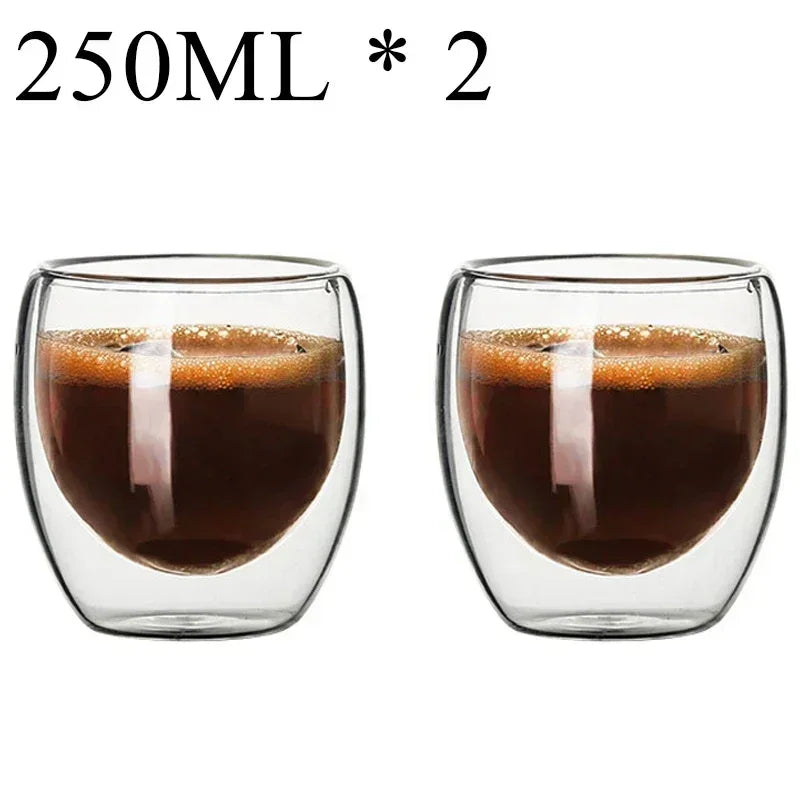 2-18PCS Double Wall Alto Borosilicato Tazze di vetro Tè resistente al calore, caffè, latte e succo di frutta, set da regalo drink bar creativo