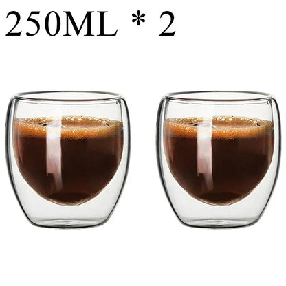 2-18PCS Double Wall Alto Borosilicato Tazze di vetro Tè resistente al calore, caffè, latte e succo di frutta, set da regalo drink bar creativo