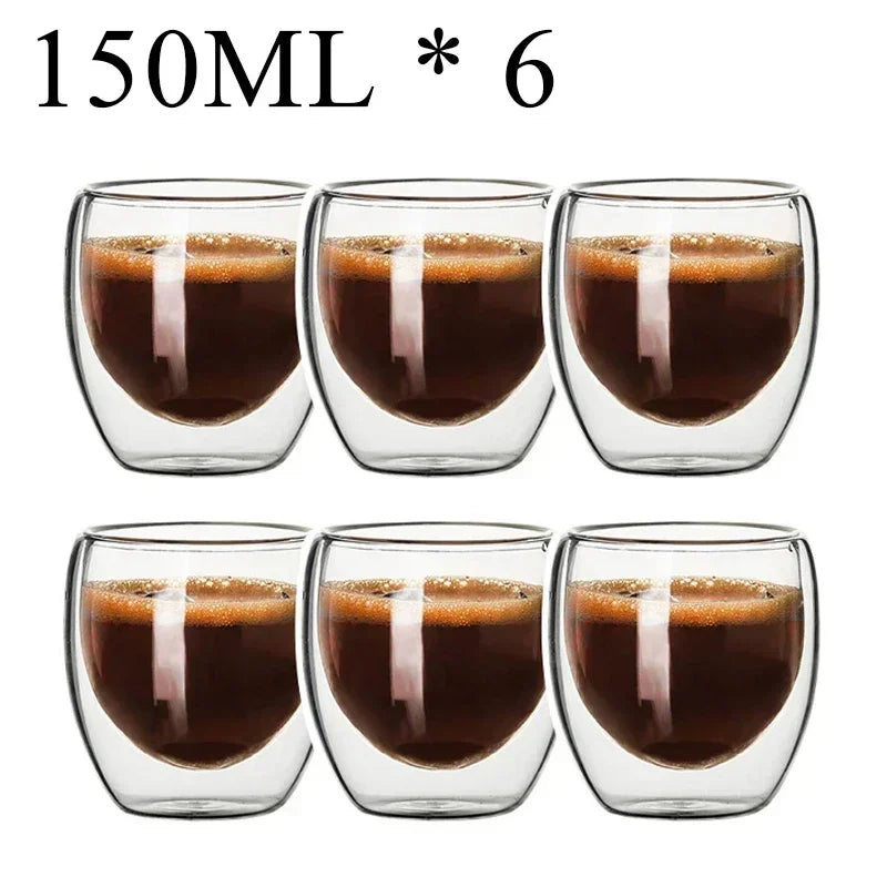 2-18PCS Double Wall Alto Borosilicato Tazze di vetro Tè resistente al calore, caffè, latte e succo di frutta, set da regalo drink bar creativo