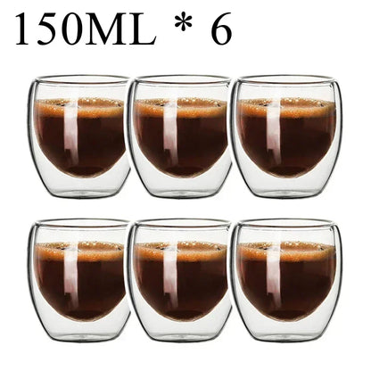 2-18PCS Double Wall Alto Borosilicato Tazze di vetro Tè resistente al calore, caffè, latte e succo di frutta, set da regalo drink bar creativo