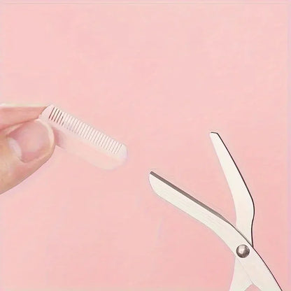 Set di forbici trimmer 3 pezzi in acciaio inossidabile, pettine e rasoio per il trucco delle ciglia e principianti, accessori di rimozione di precisione