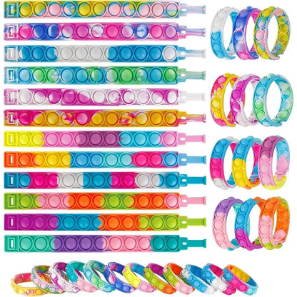 12/24/36PCS Bubble colorato in silicone Wristband Festa dei bambini, regali di compleanno, souvenir di nozze, carnevale e braccialetti di festa