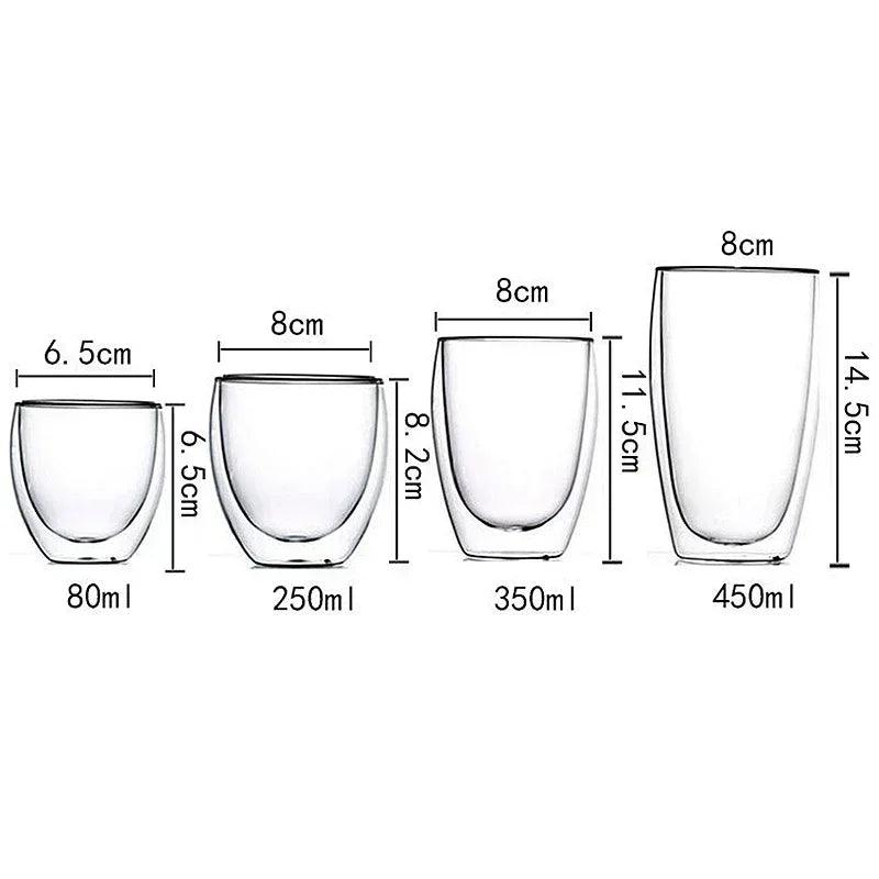 2-18PCS Double Wall Alto Borosilicato Tazze di vetro Tè resistente al calore, caffè, latte e succo di frutta, set da regalo drink bar creativo