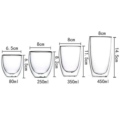 2-18PCS Double Wall Alto Borosilicato Tazze di vetro Tè resistente al calore, caffè, latte e succo di frutta, set da regalo drink bar creativo
