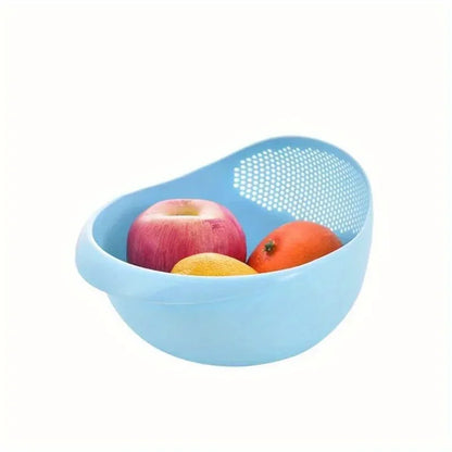 1PC Cestino in plastica di riso con manici Cucina multi-purpose Ciotola per lavare riso, verdure e frutta