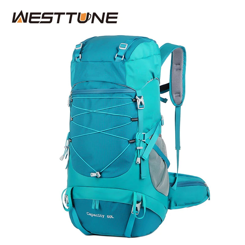 WESTUNE 50L Impermeabile Zaino escursionistico con copertura antipioggia multifunzionale all'aperto da viaggio &amp; borsa alpinismo