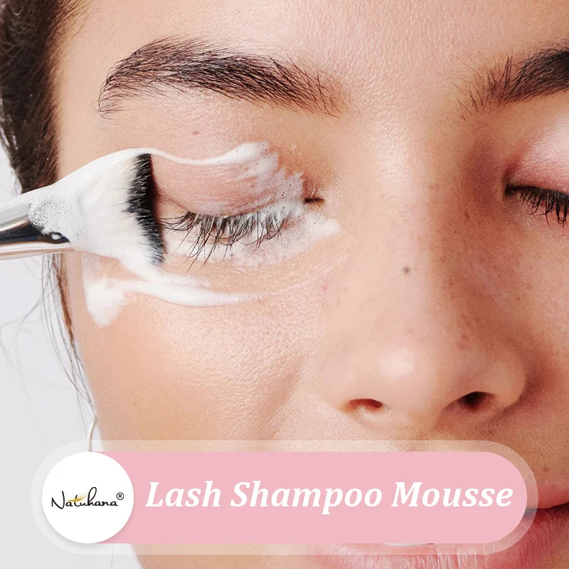 Natuhana 60ml Ciglia Shampoo Extension Mousse Lash Cleaning Schiuma per False Ciglia, Gentle e non irritante strumento di trucco