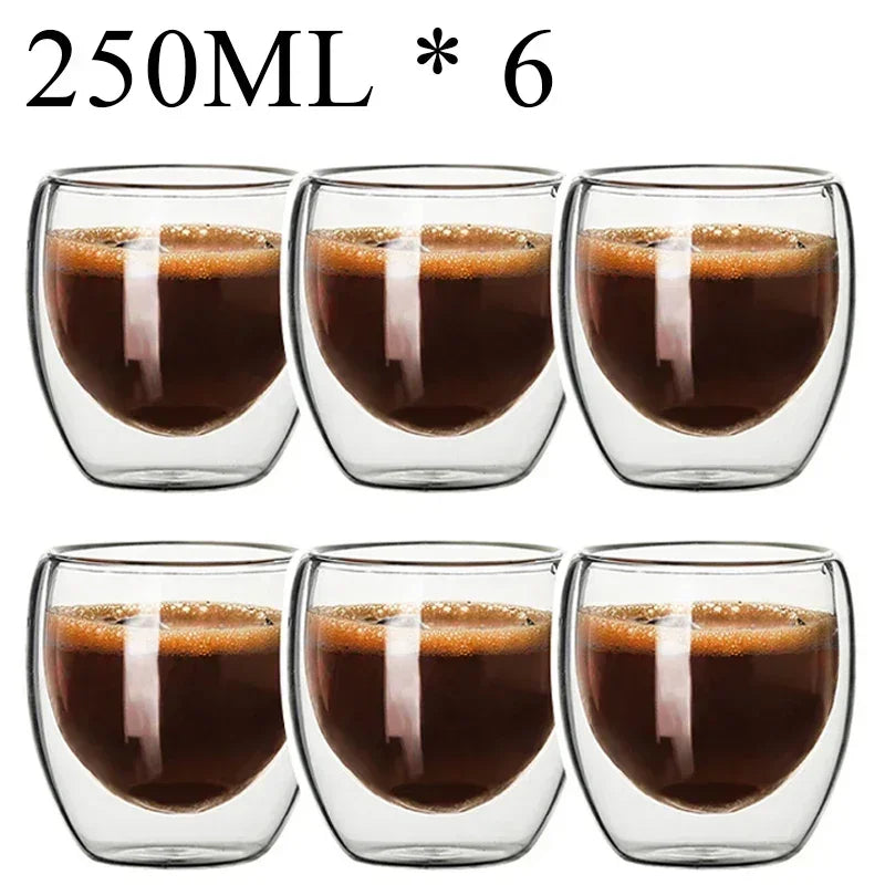 2-18PCS Double Wall Alto Borosilicato Tazze di vetro Tè resistente al calore, caffè, latte e succo di frutta, set da regalo drink bar creativo