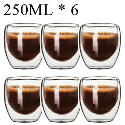 2-18PCS Double Wall Alto Borosilicato Tazze di vetro Tè resistente al calore, caffè, latte e succo di frutta, set da regalo drink bar creativo