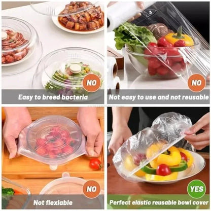 Colorful Disposable & Reusable Food Covers – Elastic Plastic Wrap for Bowls, Fruit & Food Storage
