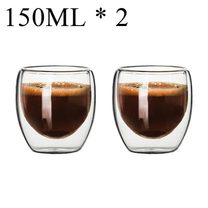 2-18PCS Double Wall Alto Borosilicato Tazze di vetro Tè resistente al calore, caffè, latte e succo di frutta, set da regalo drink bar creativo