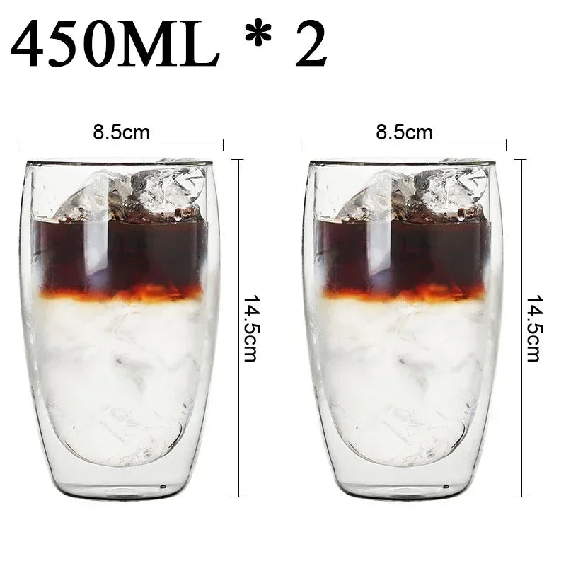 2-18PCS Double Wall Alto Borosilicato Tazze di vetro Tè resistente al calore, caffè, latte e succo di frutta, set da regalo drink bar creativo