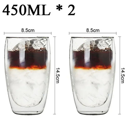 2-18PCS Double Wall Alto Borosilicato Tazze di vetro Tè resistente al calore, caffè, latte e succo di frutta, set da regalo drink bar creativo