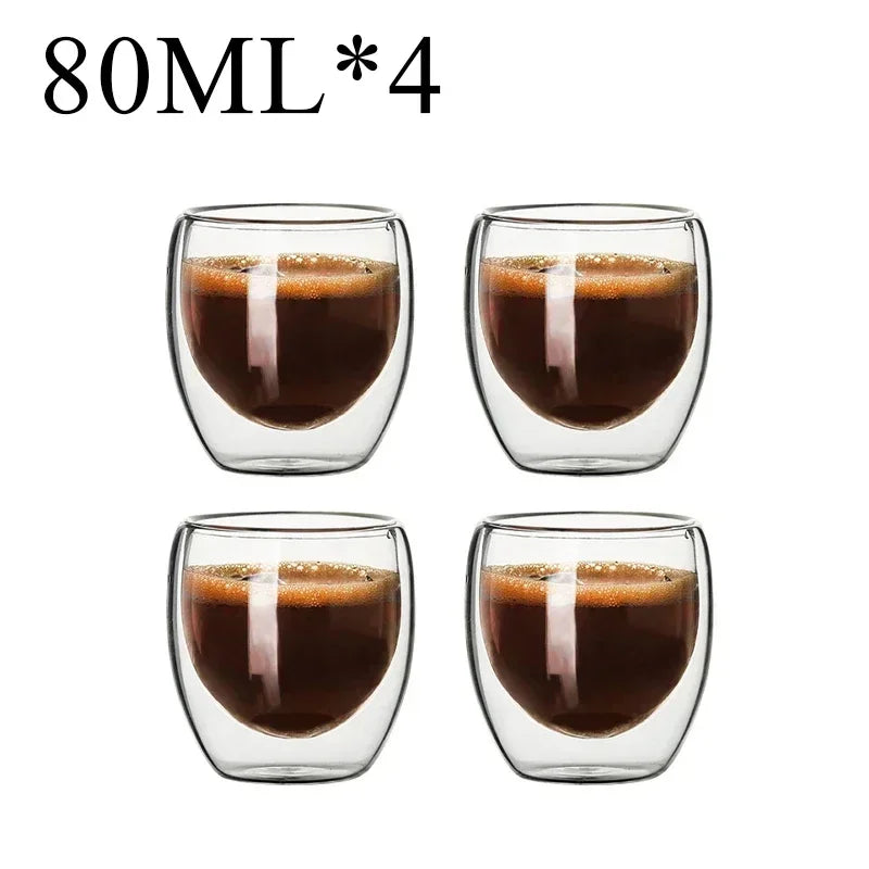 2-18PCS Double Wall Alto Borosilicato Tazze di vetro Tè resistente al calore, caffè, latte e succo di frutta, set da regalo drink bar creativo