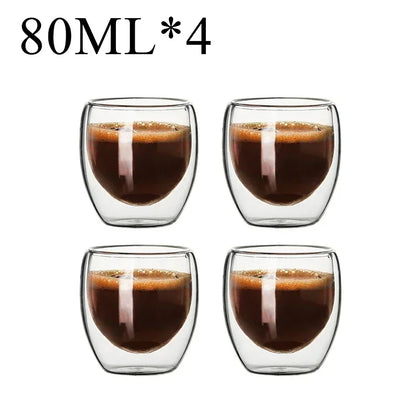 2-18PCS Double Wall Alto Borosilicato Tazze di vetro Tè resistente al calore, caffè, latte e succo di frutta, set da regalo drink bar creativo