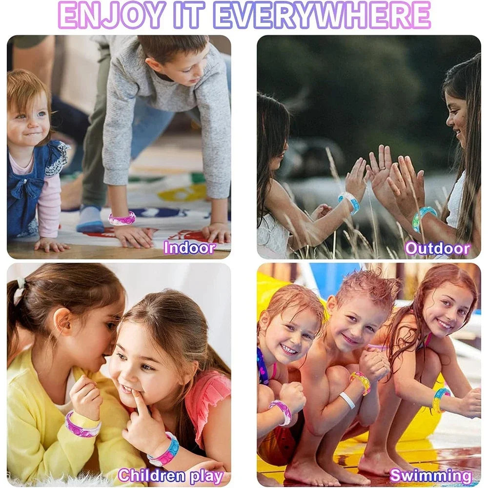 12/24/36PCS Bubble colorato in silicone Wristband Festa dei bambini, regali di compleanno, souvenir di nozze, carnevale e braccialetti di festa