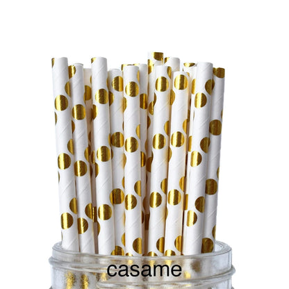 Paglia di carta metallizzata oro e argento 25PCS Cuore, stella e modello Chevron Paglia di partito biodegradabile per matrimonio, compleanno ed eventi